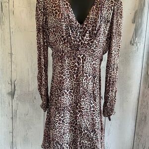 Hale Bob Leopard Print‎ Long Sleeve Dress